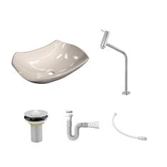 Kit Cuba L42 C/Torneira Link 1062 Metal + Válvula 1`` (2,6cm) + Sifão Pvc + Flexível