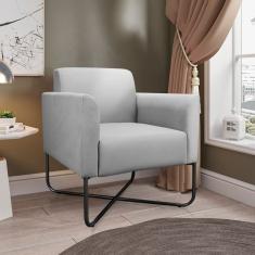 Poltrona Marisa Suede Base X Industrial Preta D´rossi Cinza