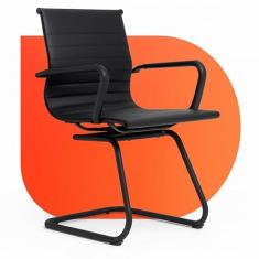 Cadeira de Escritório Moob Berlim Executiva Base Fixa Esteirinha Estrutura em Aço Carbono Dark (All Black)