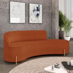 Sofá 4 Lugares Orgânico 220cm Morgan Pé em Aço Dourado Bouclê D03 - D'