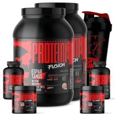 Combo Duplo Whey Protein Fusion + 2x Bcaa + 2x Glutamina + Shaker-Unissex