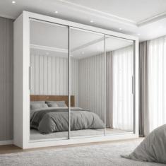 Guarda-Roupa Casal 3 Portas com Espelho e 4 Gavetas 185,5cm Viena Yesc