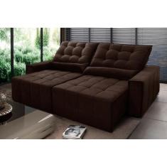 Sofá Retrátil/Reclinável Alaska 2,10m Suede Veludo Chocolate c/ Molas 