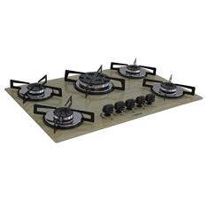 CHAMALAR Cooktop Premium 5 Bocas Tripla Chama Amadeirado Claro Bivolt, 140