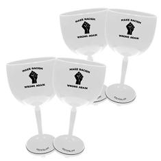 4 Taças Gin Brancas Personalizadas Make Racism Wrong
