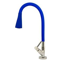 Torneira Cozinha Mesa Tubo Gourmet Duplo Jato Colorido 1/4v. Cor:Azul