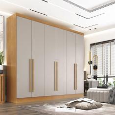 Guarda Roupa Casal 6 Portas 6 Gavetas Gramado 100% MDF Cinamomo/Off White