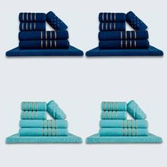 Jogo De Toalhas 24 Pçs Coleção Dubai 100% Algodão Az+vd