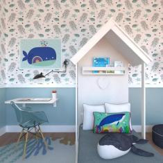 Quarto Infantil Cama Helena e Mesa Dobrável KitCubos Branco