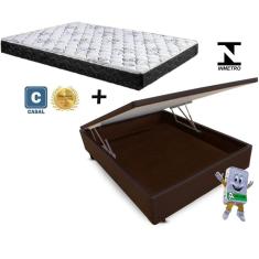 Cama Baú Casal Marrom + Colchão Espuma D33 138x188x8