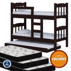 Beliche Perola Com Auxiliar + 03 Colchões D20 88x188x12 Cor Preto