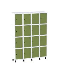 Armário Guarda Volume Locker Roupeiro 16 Portas Aço GRP 504/16 Branco/Verde Miró