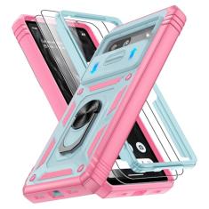 Capa para Google Pixel 7A com capa de câmera deslizante e protetor de tela *2, capa para Pixel 7A embutida em anel giratório de 360°, capa protetora de grau militar para capa de celular Google Pixel