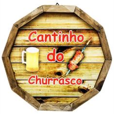 Quadro Tampa De Barril Madeira Rústica Cantinho Do Churrasco - Retrofe