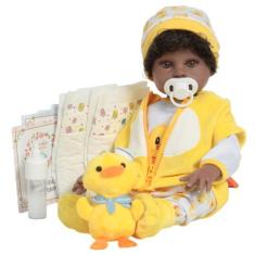 Boneco Reborn Bebê Menino Negro Roupa Patinho + Acessórios - Cegonha R