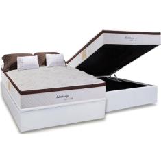 Cama Box Baú Casal: Colchão Molas Herval Maxspring Edimburgo + Base Crc Courano White(138X188)