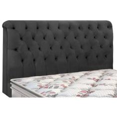Painel de Cama Box Estofada Queen Imperatriz Plus Suede Cinza - Simbal