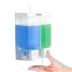 Dispensador de sabonete de chuveiro, 2 câmaras de 400 ml x 2 dispensadores de xampu e condicionador sem broca, dispensador de xampu montado na parede para chuveiro, dispensador de chuveiro para
