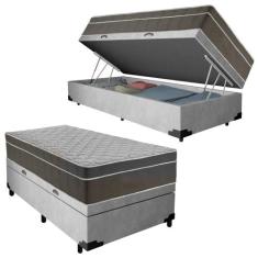 Cama Box Baú Suede Solteiro + Colchão SerenePrime Molas Ensacadas 88x1