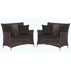 2 Sofás área Externa Igapó Alumínio Fendi Corda Náutica E9 Marrom