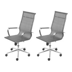 Kit 2 Cadeiras Para Escritório Presidente Esteirinha Tela Mesh 3303 Or Design