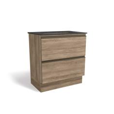 Balcão de Cozinha Modulado Maxxi G755 p/Cooktop 2 Gavetas c/Tampo 80cm Nogal/Cinzel - Kappesberg