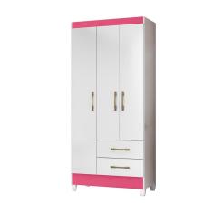 Guarda Roupa 3 Portas Lima Branco Rosa 951440 Moval