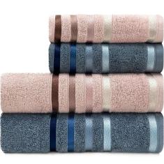 Jogo De Toalhas 4 Peças - Banho + Rosto Algodão Fio Penteado Lumina Karsten