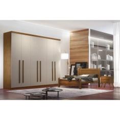 Guarda Roupa Casal Bahia 6 Portas 4 Gavetas Rufato, Imbua / Off White