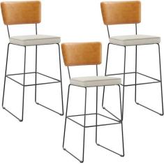 Kit 03 Banquetas Altas Sala De Jantar Fixa Allana L02 material sintéti