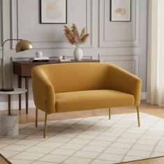 Sofá 2 Lugares Namoradeira Pé de Ferro Dourado Stella Bouclê D03 - D'R