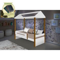 Cama Montessoriana Infantil Solteiro Sara  - Branco/amêndoa Incluso Lo