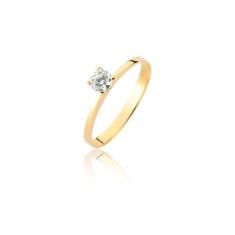 Anel SOLITÁRIO feminino ouro puro com ZIRCÔNIA 18k A406 - MAEHLER, 24