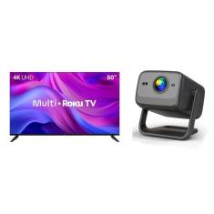 Smart TV DLED 50 4K Multi Roku + Projetor Smart Full HD 300 Lumens Multi - TL059MK