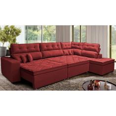 Sofá de Canto Retrátil e Reclinável Direito 3,00x2,36m Molas Cama inBox Espanha. Velusoft