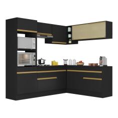 Armário De Cozinha Completa De Canto V2099 Dourado