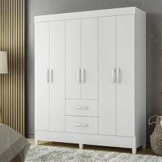 Guarda Roupas Casal 6 Portas 2 Gavetas Mobi Branco Fosco