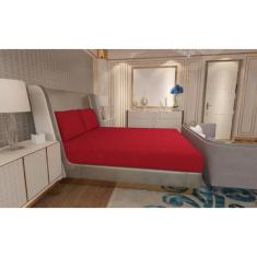 Jogo de Lençol Zono Enxovais Cama King 3 Peças Malha 100% Algodão Tomate