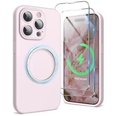 SURPHY Capa projetada para iPhone 15 Pro compatível com MagSafe (6,1 polegadas 2023), com 2 protetores de tela, capa de telefone de silicone líquido (proteção para câmera e forro de microfibra macio