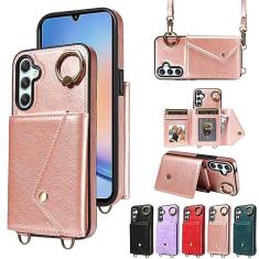 Capa de Estojo Capa Carteira Compatível com Samsung Galaxy A34 5G, Capa Carteira Crossbody Compatível com Mulheres com Porta-Cartão, Capa Traseira Protetora de Couro Premium Capa Protetora à Prova de