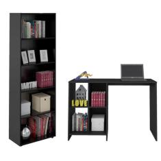 Conjunto Para Escritório Com Mesa 4 Nichos E Estante Artely