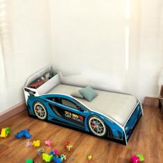 Cama Juvenil Speed com Baú Azul com Colchão