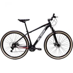 Bicicleta Aro 29 Ksw Xlt Alumínio 27v Freio Disco Mecânico Garfo Suspensão Pneu Faixa - Preto/vermelho/branco Tam.15