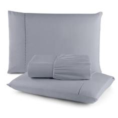 Kit Jogo de Cama Lençol Casal Queen 3 Peças Com Elástico 400 Fios Supe