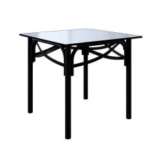 Mesa Katrina Preta Quadrada Tampo De Madeira 90 Cm Asturias - Cor: Preto