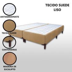 Base Box King Bipartido Padrão Suede Liso (1,93 x 2,03 m) Com 37 cm de