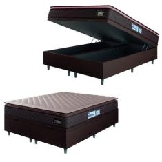 Cama Box Baú Casal Queen Colchão Espuma D33 Pillow Top Millenium 158x1