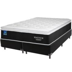 Cama Box Preto E Colchão Magnum Molas Ensacadas Queen Plumatex