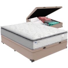 Cama Box Baú Bege E Colchão Amsterdã Molas Ensacadas Casal Probel