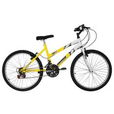 Bicicleta Ultra Bikes Aro 24 Feminina Bicolor Freio V Brake, Amarelo, 